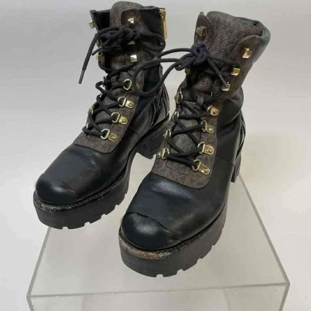 Michael Kors MK Designer Women's Black Combat Boots - Size 7.5M